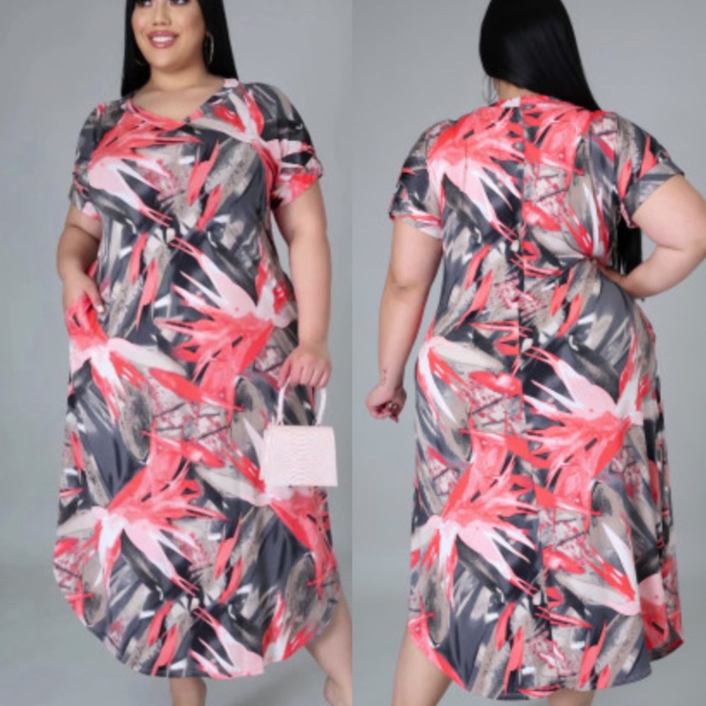 Pink/Gray Maxi Dress